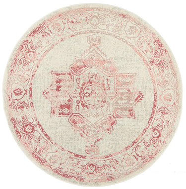 Aria Vintage Pink & Ivory Round Rug
